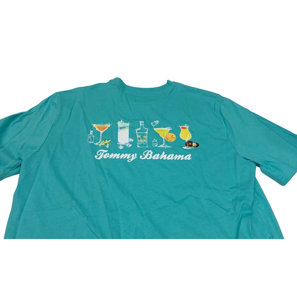 Tommy Bahama Mens Graphic T-shirt Blue Breeze cocktail Size S NWT